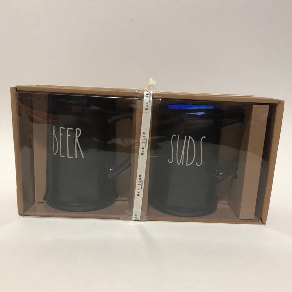 Rae Dunn beer and suds mug set